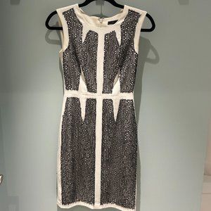 BCBGMaxAzria White Dress with Black lace overlay 0